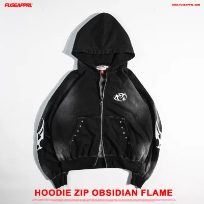 Hoodie Zip Obsidian Flame