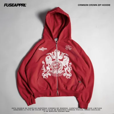 Crimson Crown Zip Hoodie