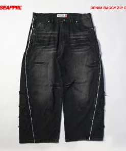 Denim Baggy Zip Black