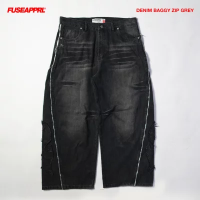 Denim Baggy Zip Black