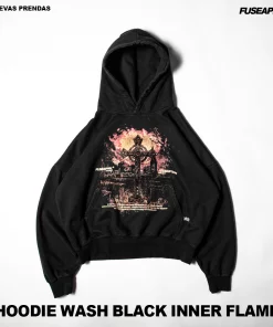 Hoodie Wash Black Inner Flame