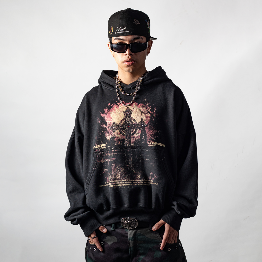 Hoodie Wash Black Inner Flame 2