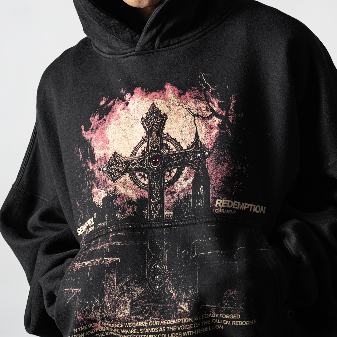 Hoodie Wash Black Inner Flame 4