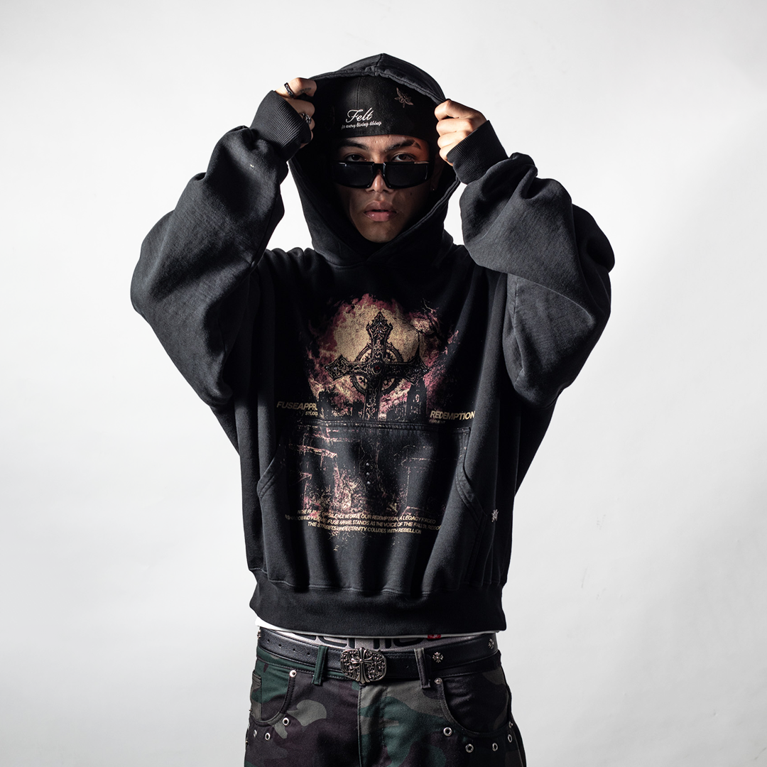 Hoodie Wash Black Inner Flame 5