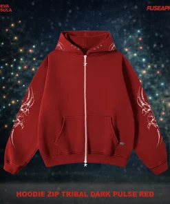 Hoodie Zip Tribal Dark Pulse Red