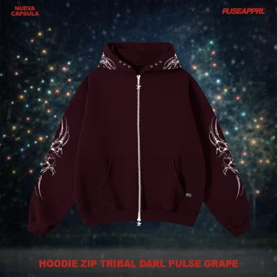 Hoodie Zip Tribal Darl Pulse Grape