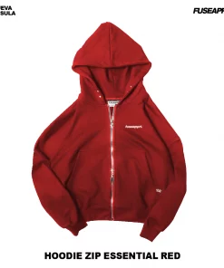 Hoodie Zip Essential Red