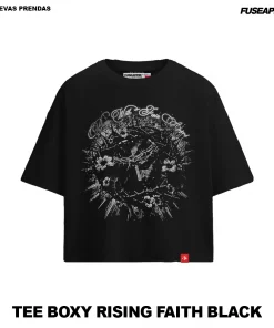 Tee Boxy Rising Faith Black
