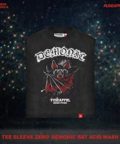 Tee Sleeve Zero' Demonic Bat Acid Wash