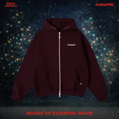 Hoodie Zip Essential Grape