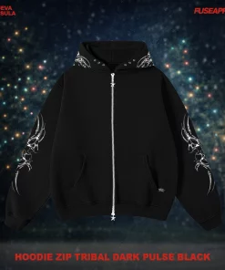 Hoodie Zip Tribal Dark Pulse Black