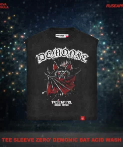 Tee Sleeve Zero' Demonic Bat Acid Wash